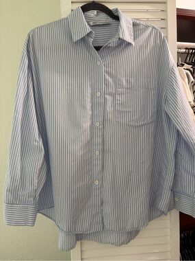 Zara Light Blue Stripe Button-Up Shirt